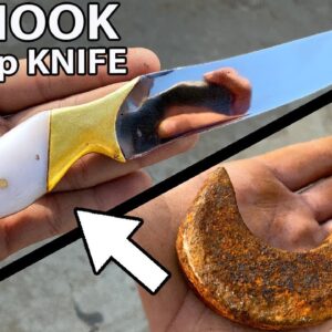 Turning a Rusty Steel HOOK Into a SHARP Hunting KNIFE
