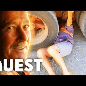 Trucker Risks Getting Run Over By His Own Truck | Outback Truckers