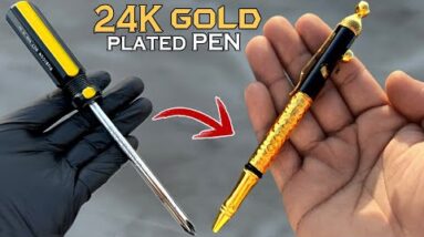 I Turned a Screw Driver into a 24K GOLD BALL PEN - Bolt Action