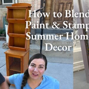 How to blend paint on furniture - folk art stamping - summer home decor thrift flip